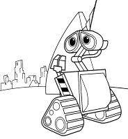 A coloring page of wall-e