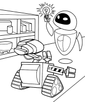 A coloring page of wall-e