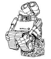 A coloring page of wall-e