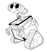 A coloring page of wall-e