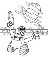 A coloring page of wall-e