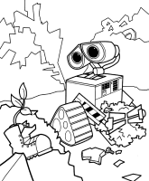 A coloring page of wall-e