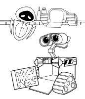 A coloring page of wall-e
