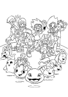 A coloring page of digimon