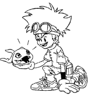 A coloring page of digimon