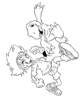 A coloring page of digimon