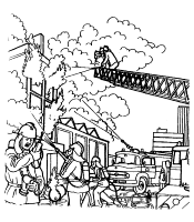 A coloring page of firefighters