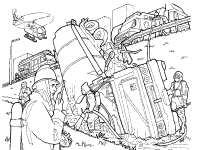 A coloring page of firefighters