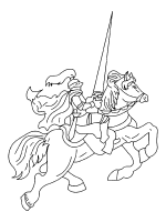 A coloring page of knight
