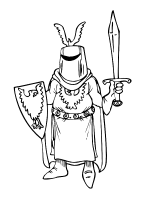 A coloring page of knight