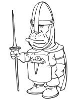 A coloring page of knight