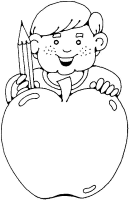A coloring page of school