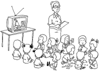 A coloring page of school