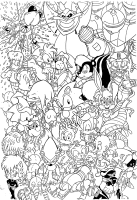 A coloring page of sonic