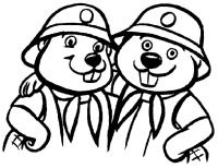 A coloring page of beavers