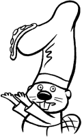 A coloring page of beavers