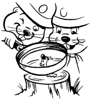 A coloring page of beavers