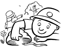 A coloring page of beavers