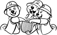 A coloring page of beavers