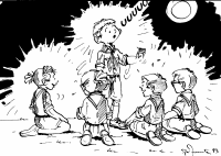 A coloring page of campfire