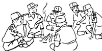 A coloring page of campfire
