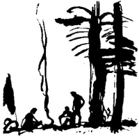 A coloring page of campfire