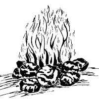 A coloring page of campfire