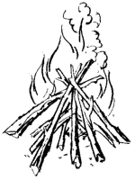 A coloring page of campfire