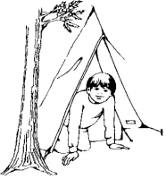 A coloring page of camping