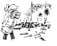 A coloring page of camping