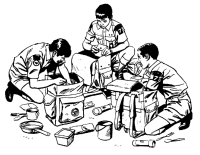 A coloring page of camping