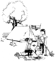 A coloring page of camping