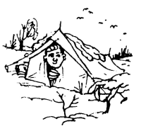 A coloring page of camping