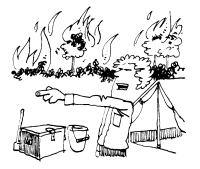 A coloring page of camping