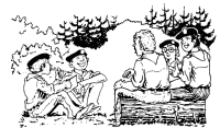 A coloring page of camping