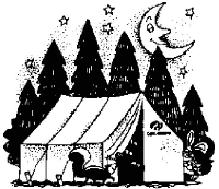 A coloring page of camping