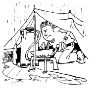 A coloring page of camping