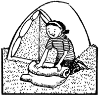 A coloring page of camping