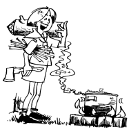 A coloring page of camping