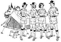 A coloring page of camping