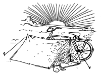 A coloring page of camping