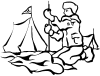 A coloring page of camping