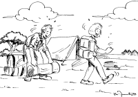 A coloring page of camping