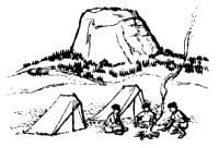 A coloring page of camping