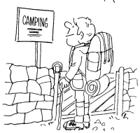 A coloring page of camping