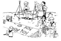 A coloring page of camping