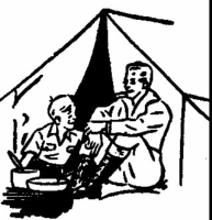 A coloring page of camping