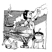 A coloring page of camping
