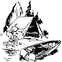 A coloring page of camping