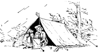 A coloring page of camping